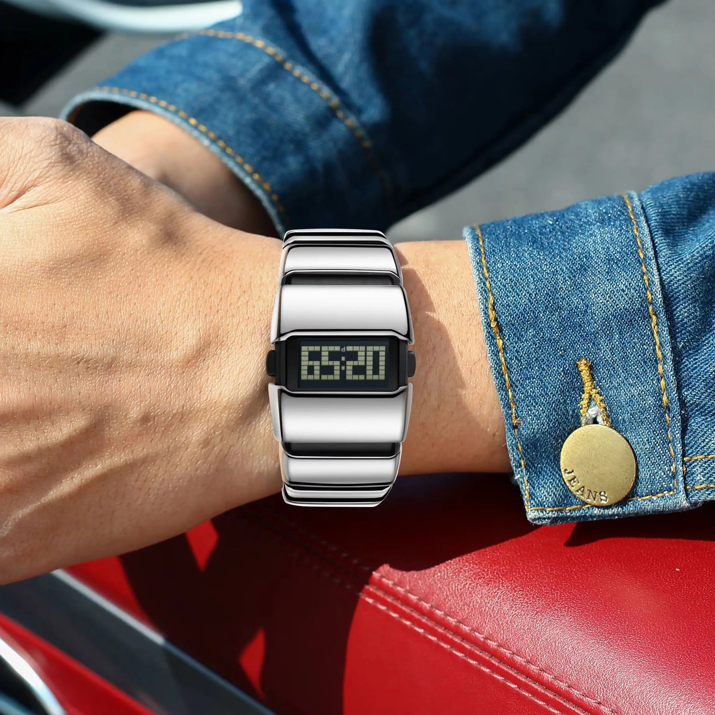 POEDAGAR Fashion LED Men Watch Waterproof Week Date Alarm Digital Man Clock Stainless Steel Electronic Sport Men's Watches Reloj
