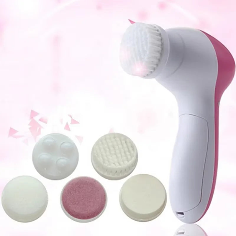 5-in-1 Electric Facial Cleansing Brush – Deep Clean & Blackhead Remover