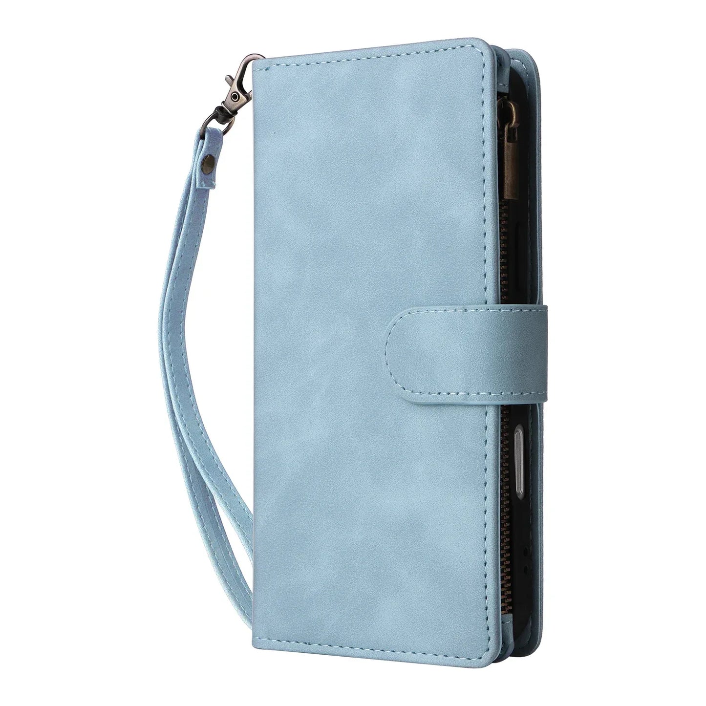 Premium Leather Wallet Case For iPhone 16 15 14 13 12 11 17 Pro Max Plus 17Air 16e Zipper Wallet Card Slots Magnetic Flip Cover