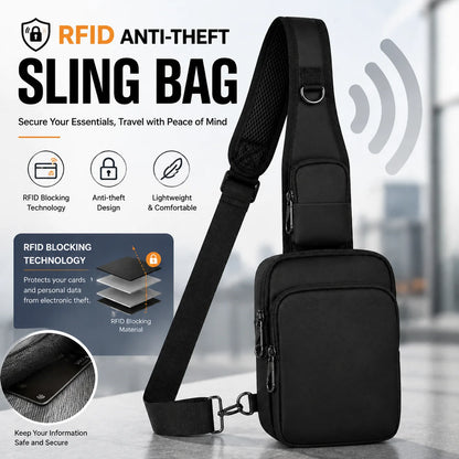 Fashionable Casual RFID Anti-Theft Sling Bag for Men's, Street Sports Chest Bag Simple Lightweight Shoulder Bag for Commuting