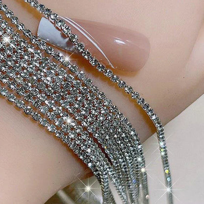 100/50cm Long Luxury Crystal Chain Nail Charms 1.5/2mm Shinying Clear/AB Diamond Nail Art Metal Steel French Manicure Crystal