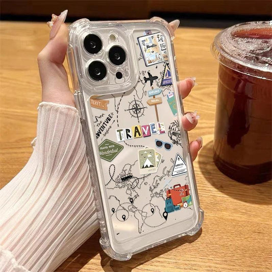 Transparent Travel Map TPU Case for iPhone Series