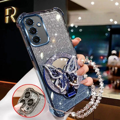 Butterfly Mirror Crystal Bracelet Case for Samsung Galaxy A Series