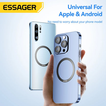 Essager 2PCS Magnetic Metal Ring 0.3mm Universal Sticker for iPhone 15 14 Pro MagSafe Magnet for Samsung Wireless Charging Plate