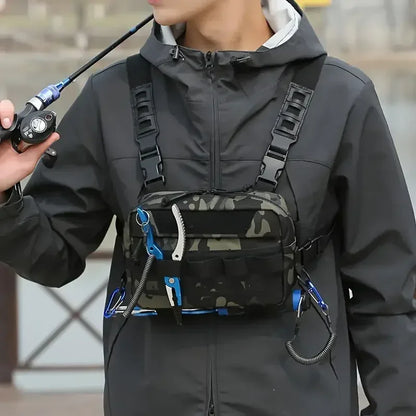 Men’s Camo Fishing Vest Chest Pack Outdoor Tackle Bag - Urbizia