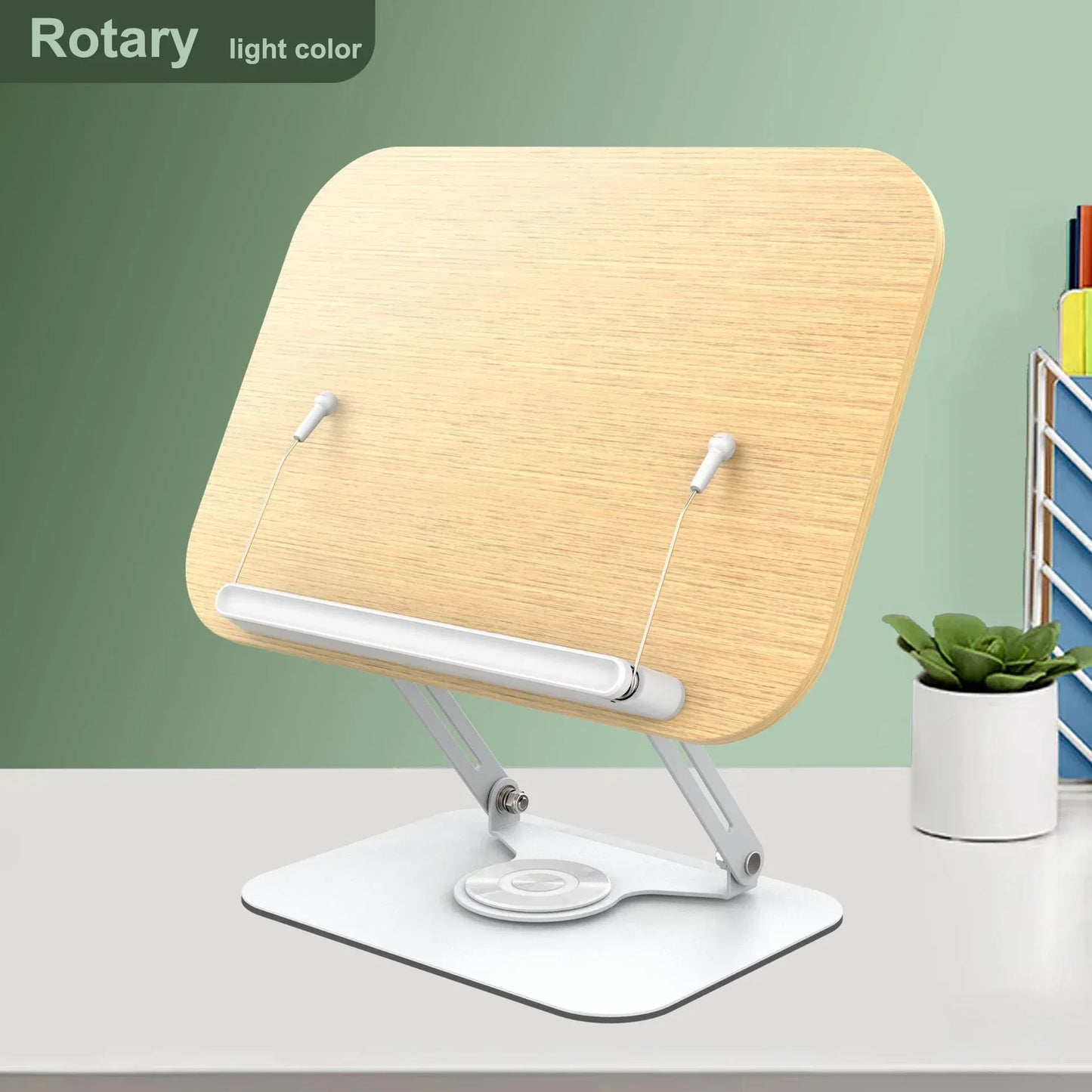 NEW Book Stand for Reading Adjustable Book Holder with 360° Rotating Base Elastic Page Clips Foldable Desktop Riser Stand - Urbizia