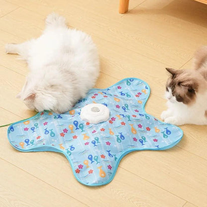 Cat Toys Interactive Hide and Seek Cat Toy with Mouse Squeaky Motion Activated Moving Concealed Feathers Kitten Teaser Toy