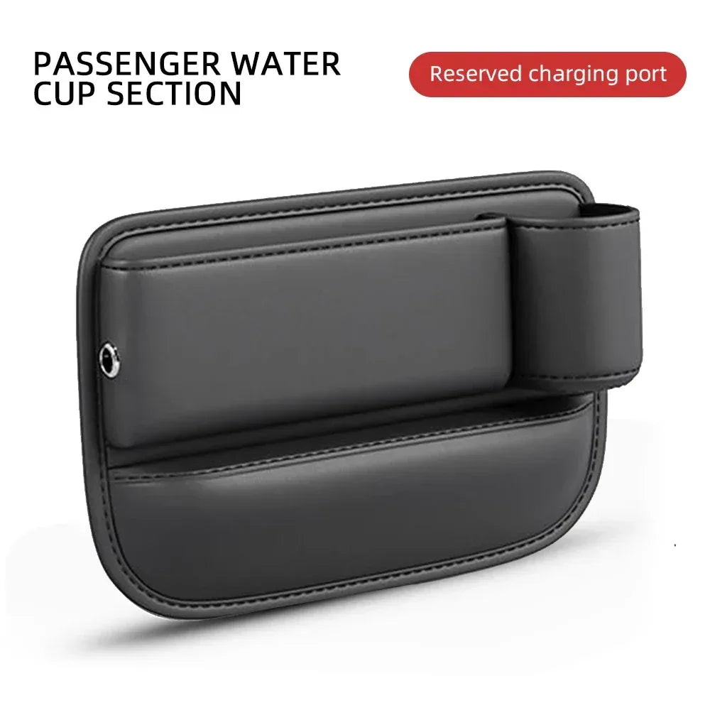 Universal Car Seat Gap Organizer Storage Box Multifunction Leather Crevice Side Storage Pocket Wallet Keys Card with Cup Holder - Urbizia