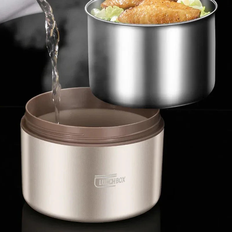 304 Stainless Steel Insulated Double-Layer Lunch Box with Bag