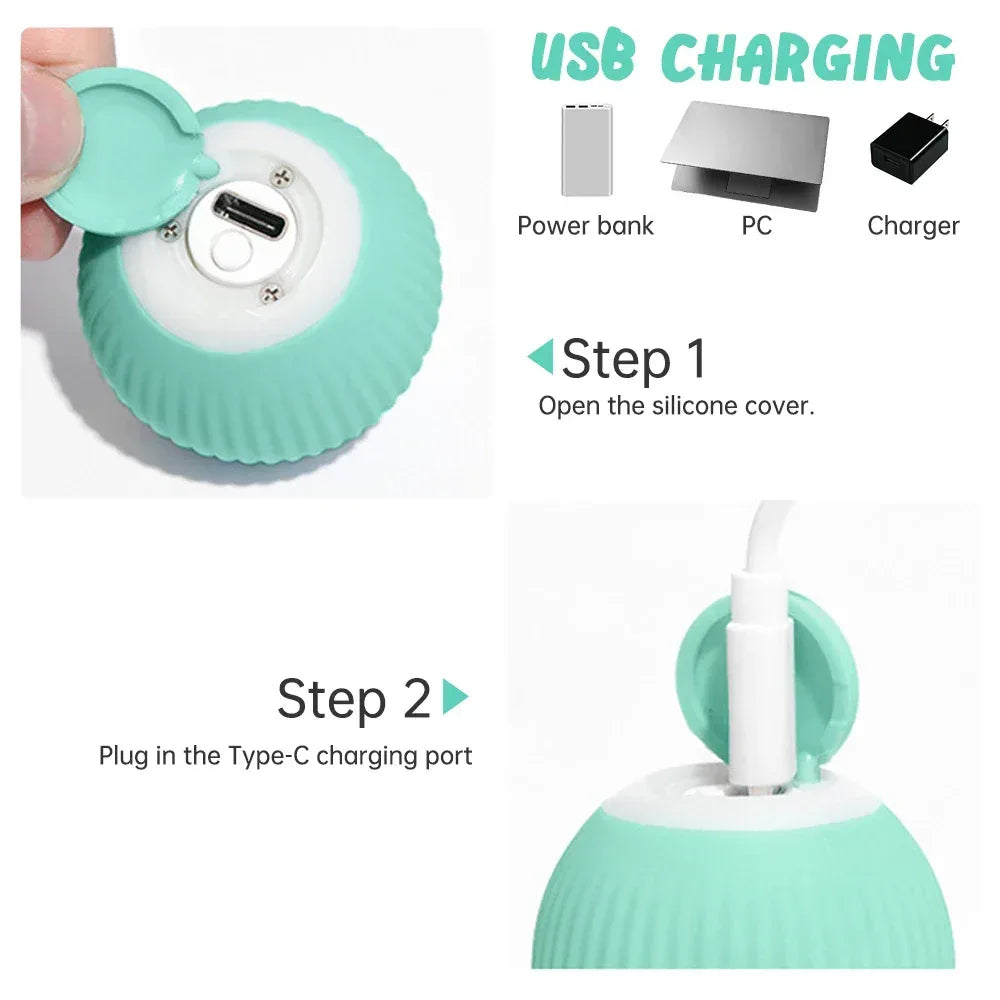 Smart Cat Toys Automatic Rolling Ball Electric Cat Toys Interactive for Cats Training Self-moving Kitten Toys for Indoor Playing - Urbizia