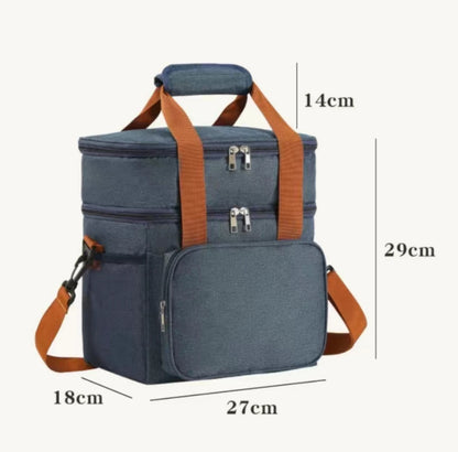 Insulated Lunch Bag|Leak-proof Polyester Cooler Tote with PVC Lining|Adjustable Shoulder Strap and Side Mesh Pockets.