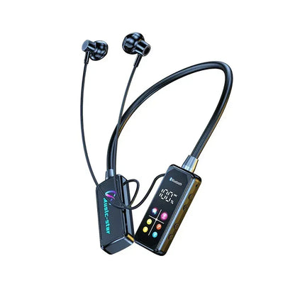 Color Screen Bluetooth 5.4 Earphones Neckband Headphones Wireless Headsets Noise Reduction Earbuds for Live Earphone Monitor - Urbizia
