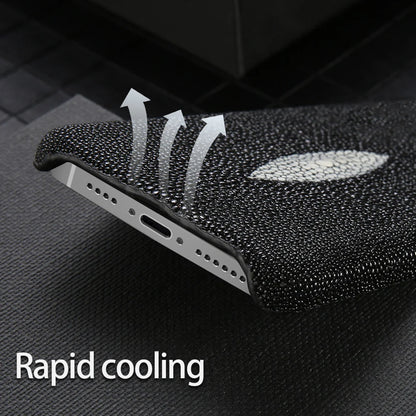 Genuine Leather Case for iPhone 17 Air 16 15 14 13 12 18 Pro Max Original Stingray Leather Back Cover Carcasa for iPhone 11 Pro