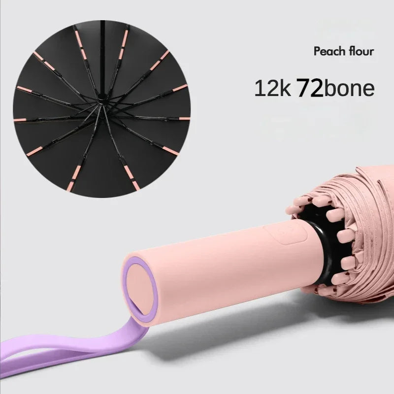 Super Strong Windproof Automatic Umbrella for Men and Women, 72 Bone, Large Rainproof, Sun UV Protection, Folding Rain Umbrellas