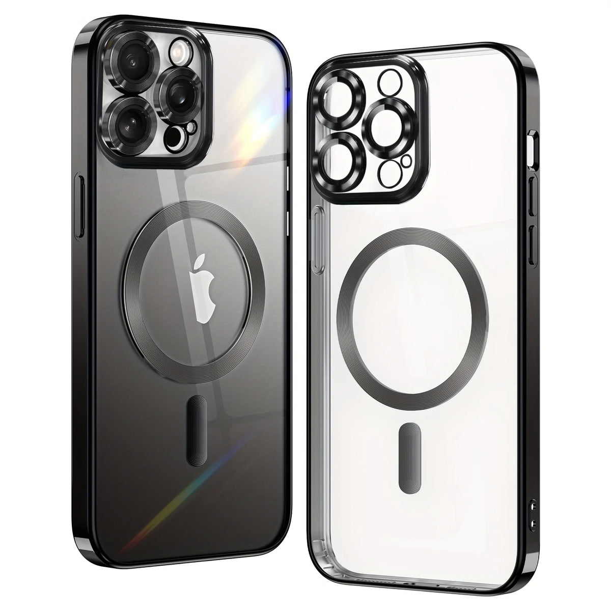 Fashion Electroplated Color Frame Magnetic Phone Case for iPhone 18/17/16/15/14/13/12/11 Pro/Pro Max/Air/Plus | Ultra-Thin & Shockproof with Crystal Clear Back, Built-in Lens Protection & Wireless Charging