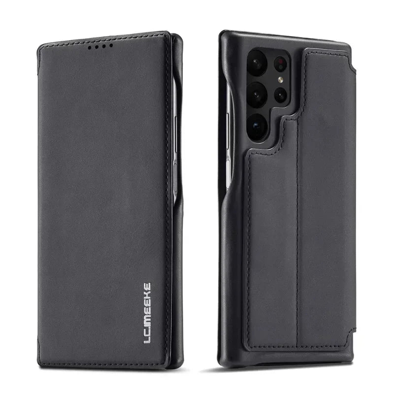 Flip Leather Phone Case For Samsung Galaxy S26 S25 S24 S23 Ultra S22 Plus S21 FE S20 Card Slot Stand Wallet Protect Cover