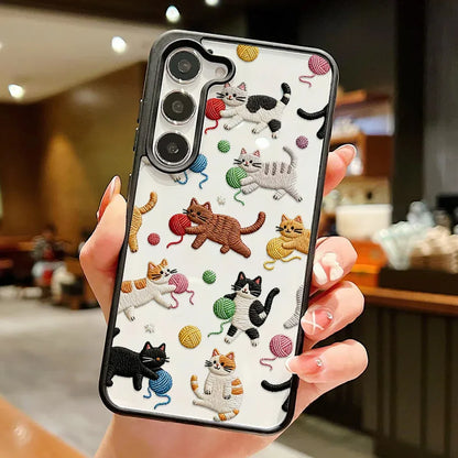 Cute Cat Phone Case For Samsung Galaxy A17 A07 A56 5g A16 A55 A54 A36 A26 A35 S26 S25 Ultra S24 FE S23 Lanyard Matte Clear Cover