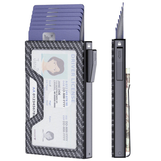Automatic RFID-Blocking Pop-Up Card Holder for Men Fast Access Secure Design Metal Wallet Business Style Durable Wallet