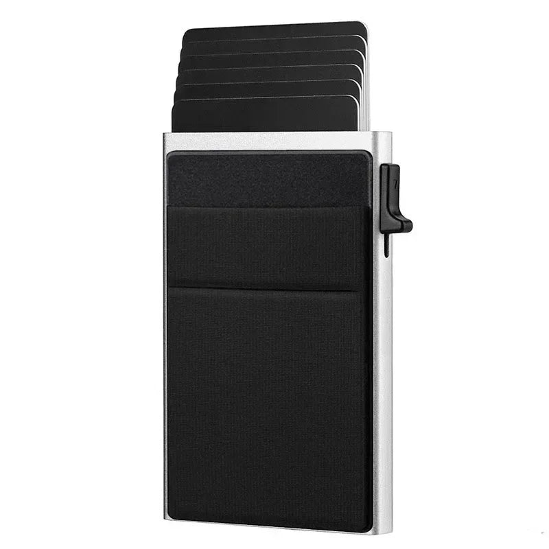 Rfid Anti Blocking Smart ID Bank Credit Card Holder Wallet Metal Thin Slim Men Women Pop Up Minimalist Metal Cardholder Case