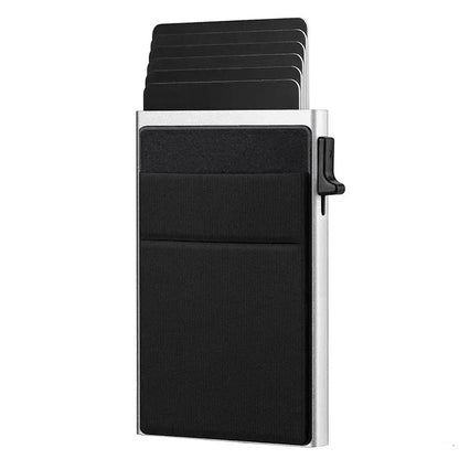 Rfid Anti Blocking Smart ID Bank Credit Card Holder Wallet Metal Thin Slim Men Women Pop Up Minimalist Metal Cardholder Case