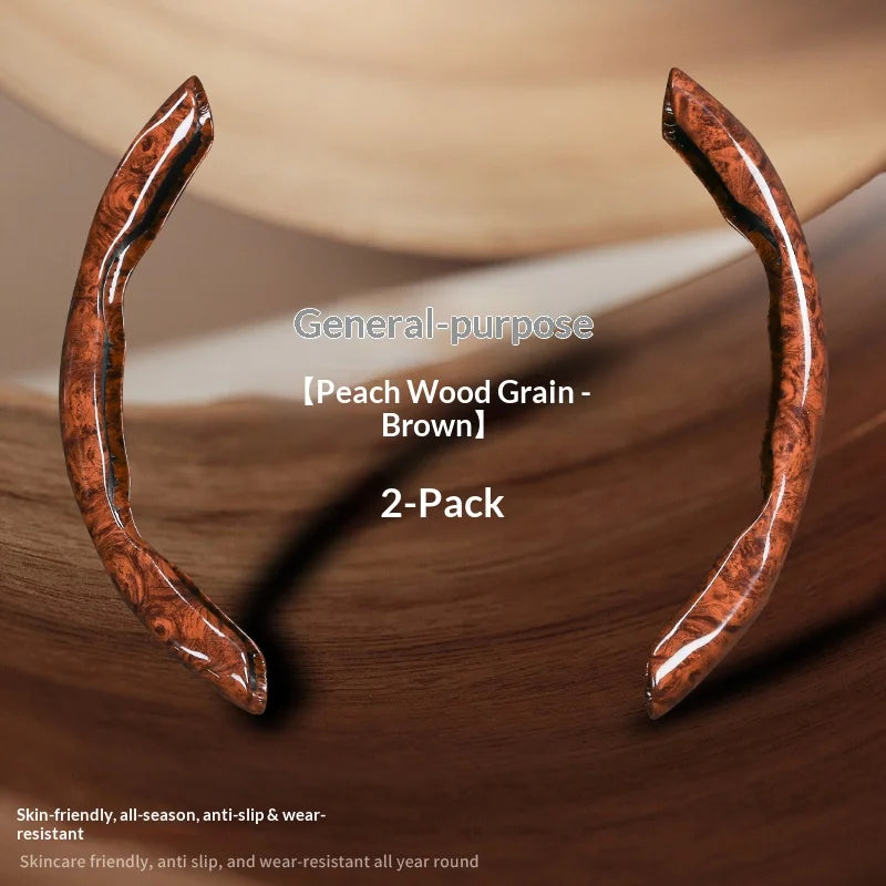2pcs/3pcs Segmented Peach Wood Texture Universal Steering Wheel Cover Car Interior Accessories Practical Driving Tools Simple