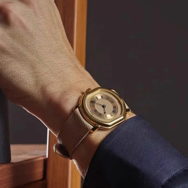 CILOA Gold Retro Watch Men's High Quality Brand Authentic 2025 New Trend Fashion Casual Gift Boyfriend Waterproof Quartz Watch
