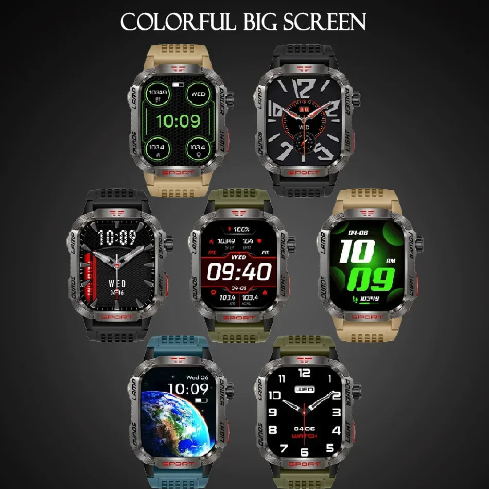 New Military GPS Smart Watch Men Flashlight Compass Waterproof 600mAh Battery Outdoor Sport Tracker Bluetooth Call Smartwatch - Urbizia