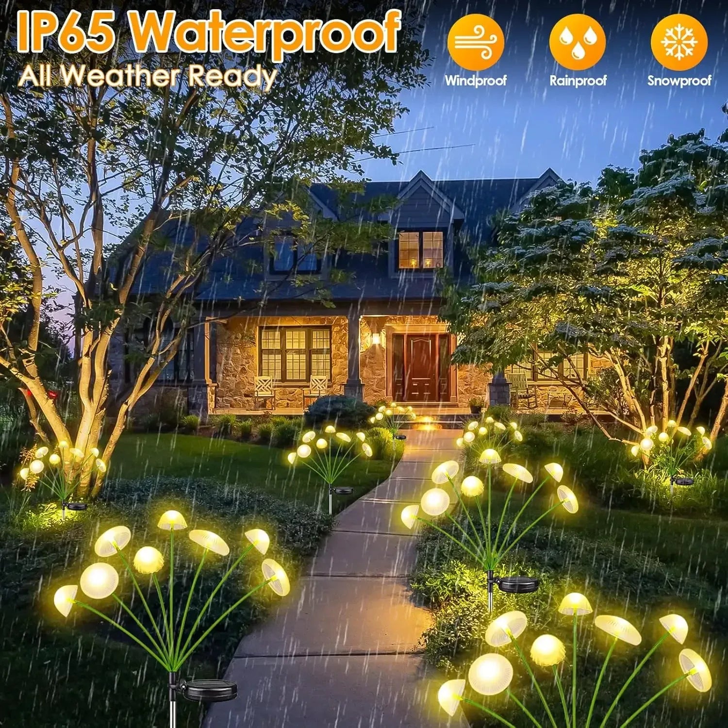 Solar Garden Lights Dual Mode LED Solar Mushroom Lights Waterproof Decor Yard Patio Pathway Jellyfish for Garden Ambiance - Urbizia
