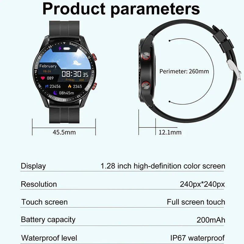 ECG+PPG Bluetooth Call Smart Watch Men Laser Health Blood Pressure Fitnes Sports Watches Man Sports Waterproof Smartwatch+Box - Urbizia