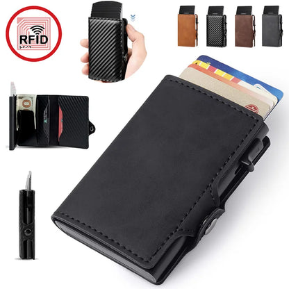 RFID Protection Credit Card Holder Carbon Fiber Id Bank Cardholder Coin Purse Minimalist Men Wallet Carteira Masculina Money Bag