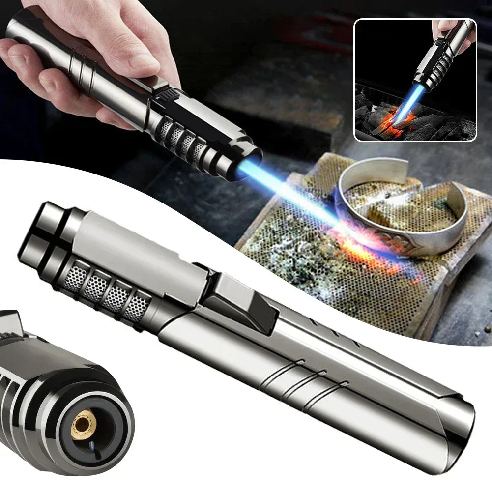 Torch Lighters Straight Jet-Flame Butane Lighter 18cm Portable Brightfire with Lock for Camping BBQ Cooking - Urbizia