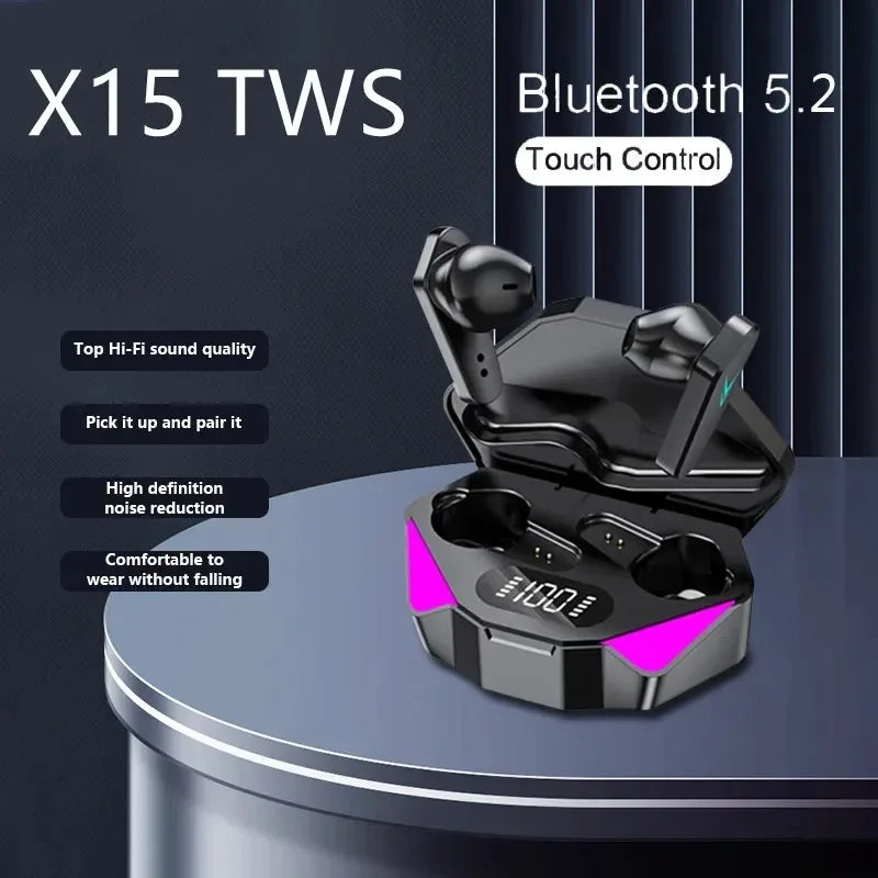 Bluetooth TWS Gaming Earphones Low Latency Wireless In-Ear Headphones With Built-in Mic LED Indicator Lights