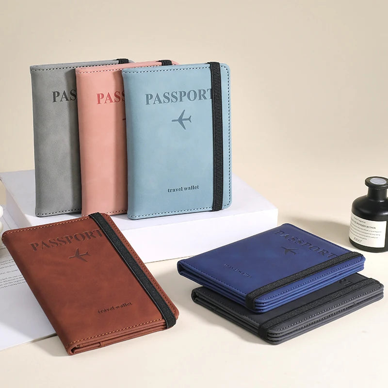 RFID Blocking Passport Holder PU Leather Anti-magnetic Travel Wallet Card Case Travel Accessories 6 Colors Optional