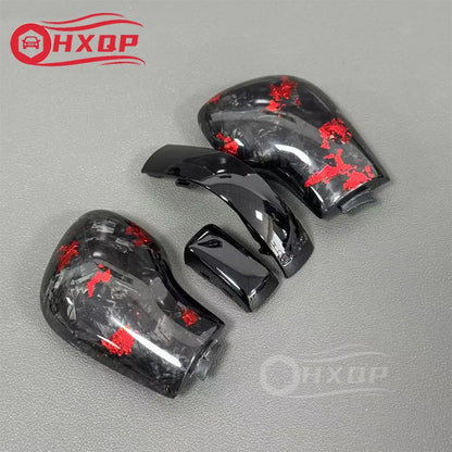 Leather Shift Knob Gear Side Cover DSG Emblem For VW Golf 6 7 R GTI Passat B7 B8 Upgrade the Red Forged Carbon Fiber Material