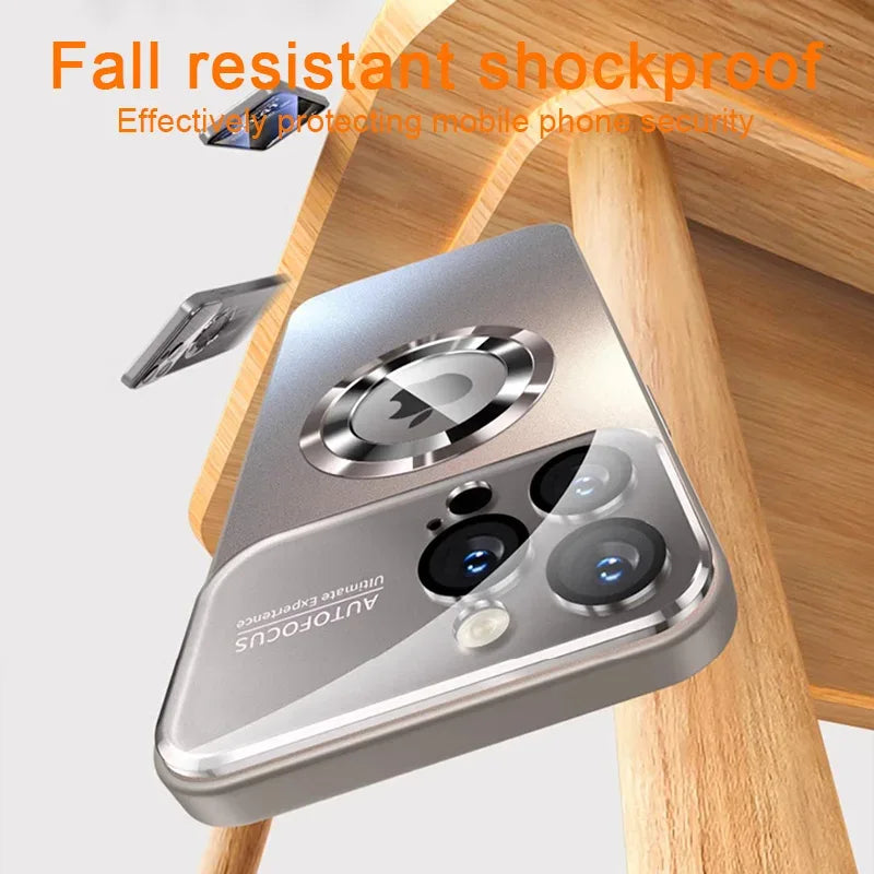 Luxury Glass Camera MagSafe Magnetic iPhone Shockproof Case