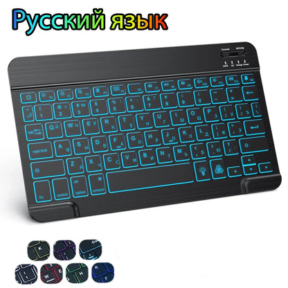 Hebrew/Russian/Spanish/Portuguese/Korean RGB Backlight Bluetooth Keyboard For IOS Android Windows iPad  Samsung Tablet Laptop