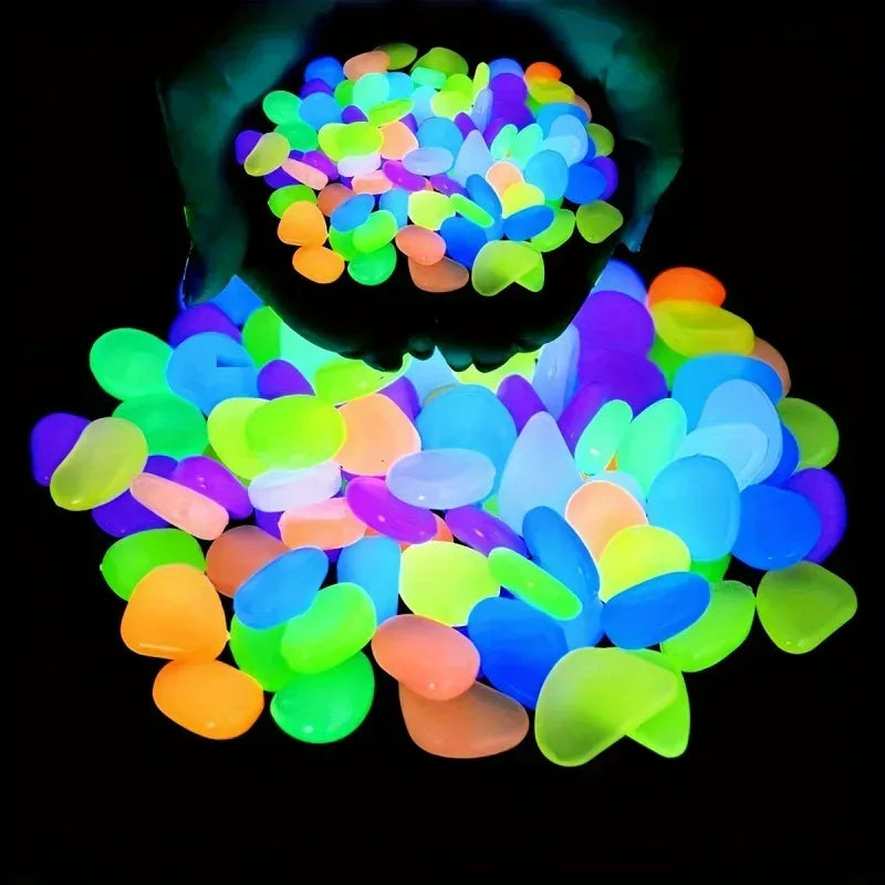 100pcs Glow In The Dark Pebbles, Resin Luminous Stones For Landscape, Garden Paths, Potted Plants, Parks, Aquarium Decor, - Urbizia