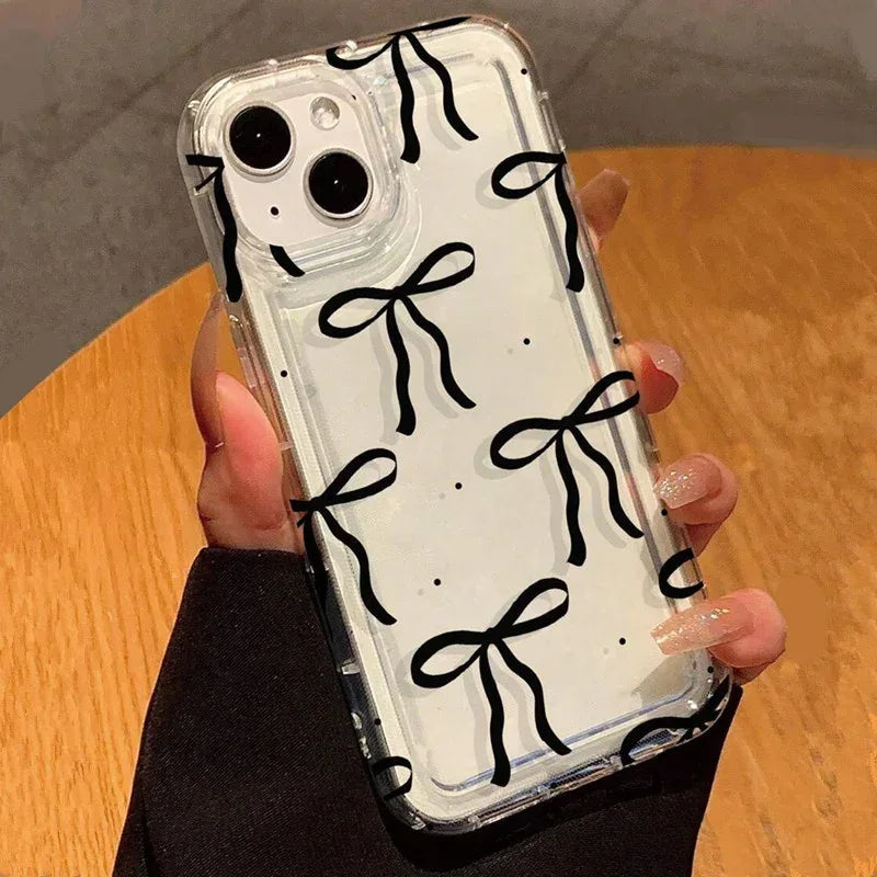 Heart Bow Shockproof Soft Clear Case for iPhone