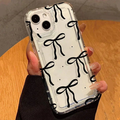 Heart Bow Shockproof Soft Clear Case for iPhone
