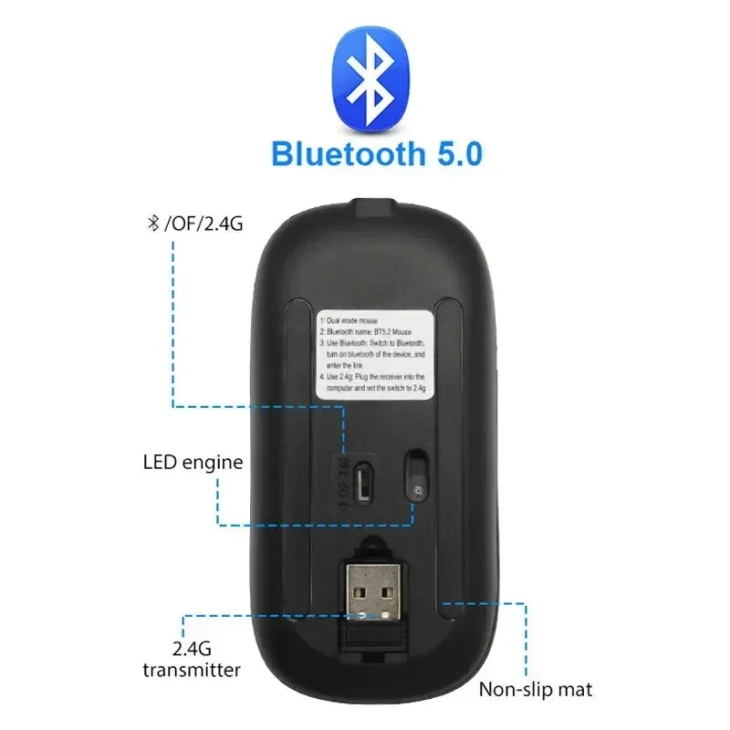 Wireless RGB Rechargeable Bluetooth Gaming Mouse – Ergonomic 3600DPI - Urbizia