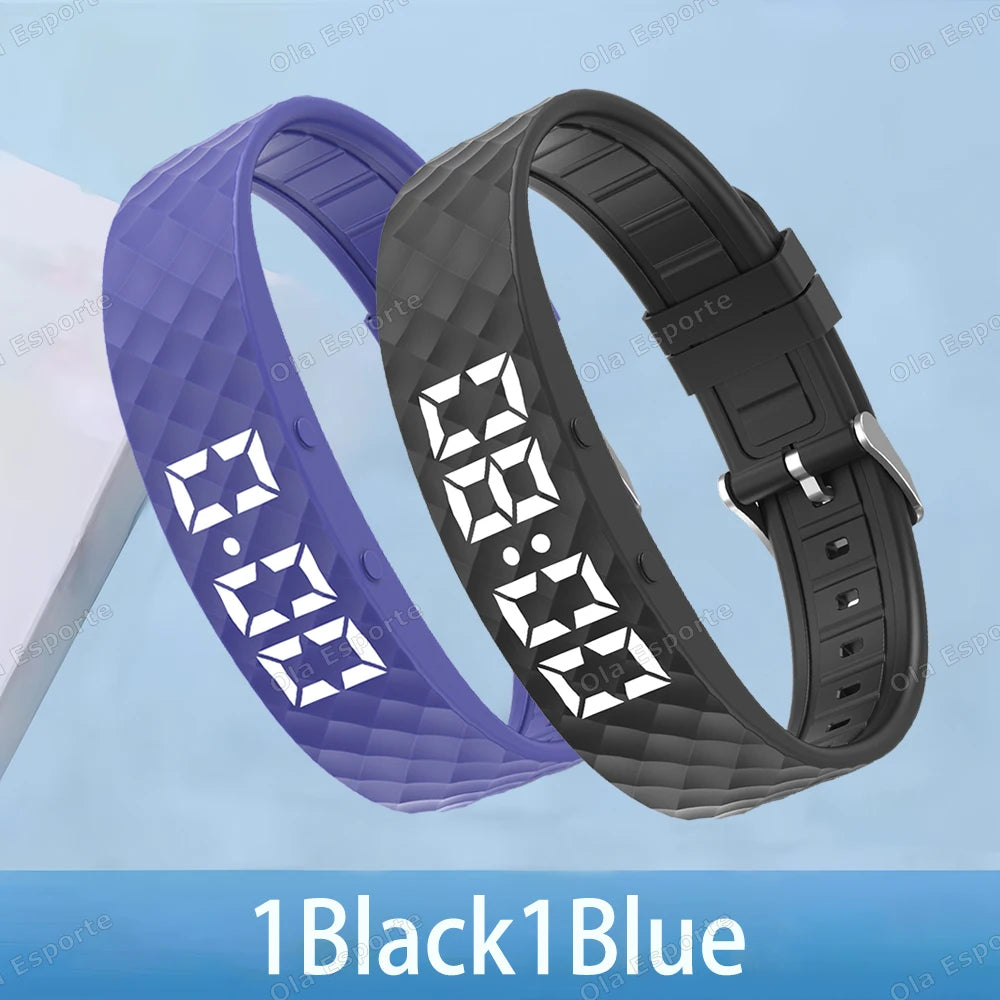 2026 Outdoor Smartwatch Sports Bracelet Vibration Alarm Clock Reminder Sleep Monitoring 24 Hours Pedometer Rechargeable Bracelet