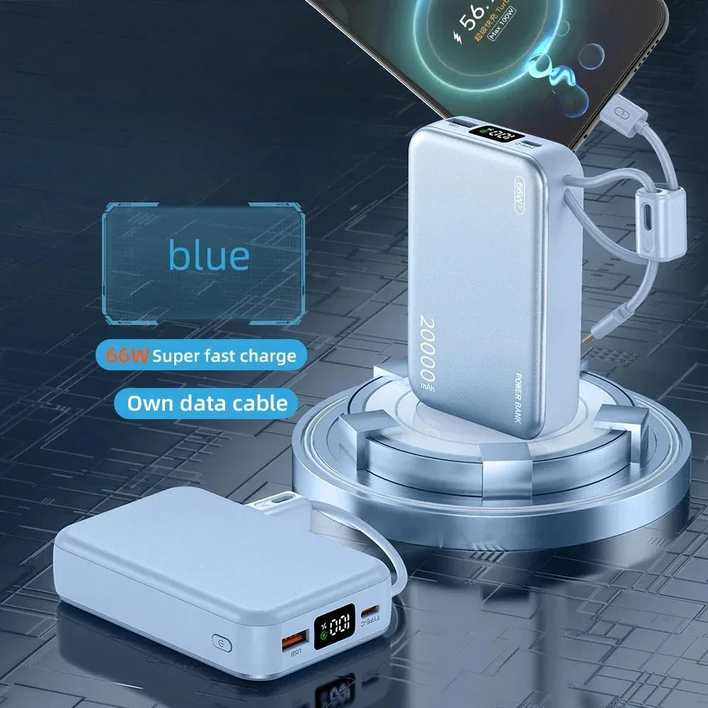 20000mAh 66W Fast Charge Power Bank CCC Chinese Certification with Cable for Xiaomi Huawei Samsung IPhone