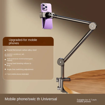 Desktop Mobile Phone Holder Bed Clip Lazy Live Broadcast Folding Cantilever Bracket For Apple Samsung iPad Tablet Stand Accessor