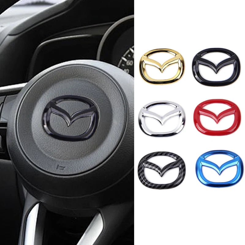 Car Steering Wheel Emblem Sticker Badge Decals for Mazda 3 6 2 Atenza Demio Axela CX-5 CX-3 CX4 MX5 CX30 Decoration Accessories