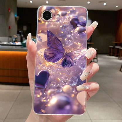 For iPhone 16e Case Clear Luxury Fashion Butterfly Flowers Soft TPU Silicone Jelly Back Cover for Apple iPhone 16e Phone Case