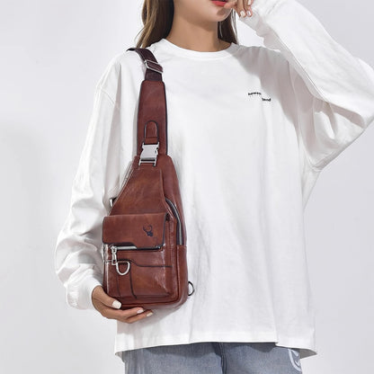 Sling Bag for Men Crossbody Chest Bag, PU Leather Over the Shoulder Purse Cross Body Sling Backpack for Travel