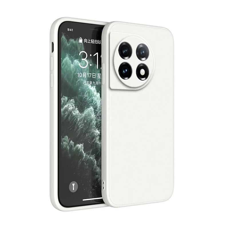 Soft Back Cover Phone Case for Oneplus 11 11R 5G Candy Color Liquid Silicone Funda Luxury Straight Edge Original Protect Housing