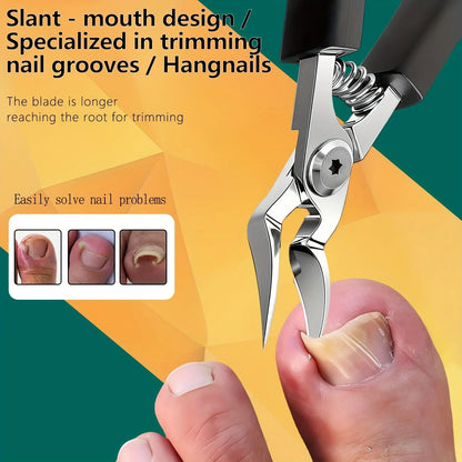KHTO Professional Heavy-Duty Steel Toenail Clipper with Serrated Blade Thick & Ingrown Nails, Durable Trimmer for Men & Women