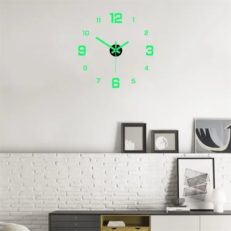 EW Creative Simple Luminous Digital Clock European Style DIY Silent Wall Clock Study Living Room Punch-Free Wall Sticker Clock - Urbizia
