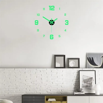 EW Creative Simple Luminous Digital Clock European Style DIY Silent Wall Clock Study Living Room Punch-Free Wall Sticker Clock - Urbizia